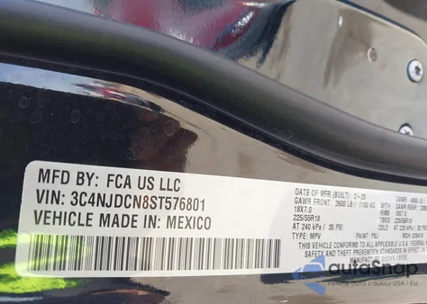 2025 Jeep Compass Limited 4X4 z USA, uszkodzony, nr VIN 3C4NJDCN8ST576801